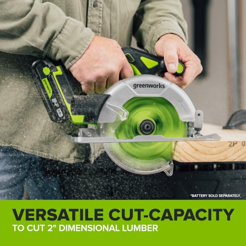 Greenworks 24V Cordless Brushless Combo 400 in-lbs Drill/Driver +1950 in-lbs Impact Driver +6.5" Circular Saw +200LM Flashlight, 2.0Ah + 4.0Ah Batteries (24,000mAh Power Bank) and 65W USB-C Charger