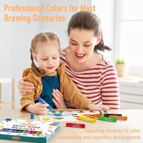 JUPITEARTH Tempera Paint Sticks for Kids, Quick Drying, 24 Colors