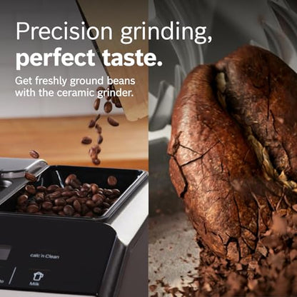 Bosch 300 Series Fully Auto Espresso Machine with Grinder and Steam Wand | Double Cup, Large Bean Capacity - Easy Clean, Maintenance - Barista Quality Super Coffee Maker for One-Touch Drinks