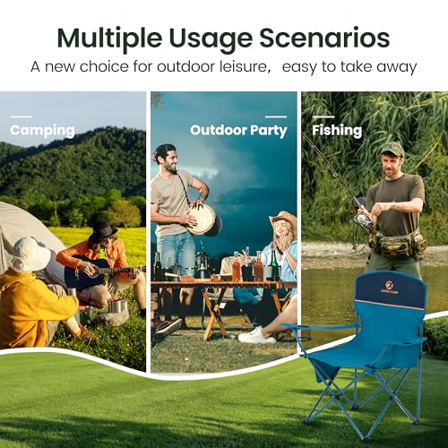 HIGH POINT SPORTS 2 Pack Camping Chair for Adults Support 250 lbs Blue