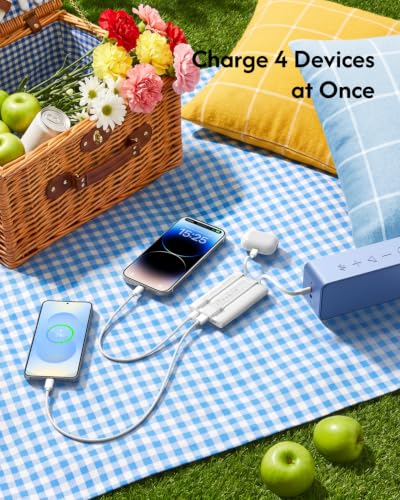 VEGER Portable Charger with Cables, Mini Power Bank 22.5W Fast Charging