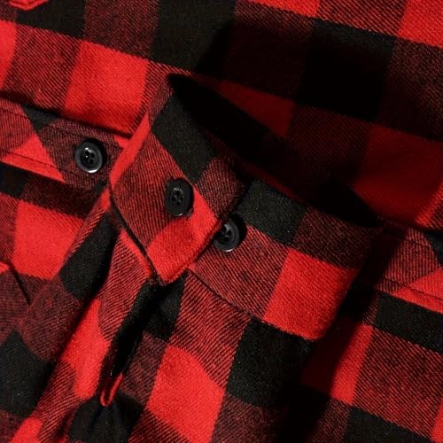 Hoodies for Men Plaid Graphic Hooded Button Down Jacket with Chest Pockets