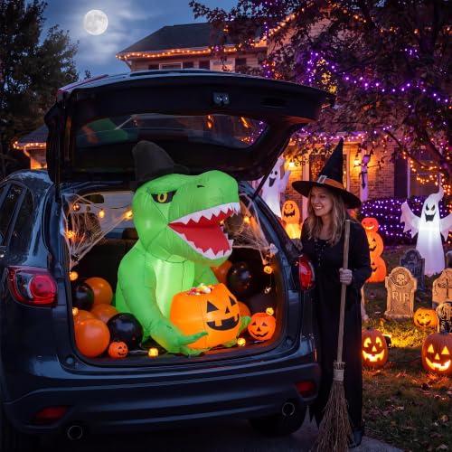 WildVenture 4.5FTLED Inflatable Halloween Decor-Dinosaur Trunk Decorations
