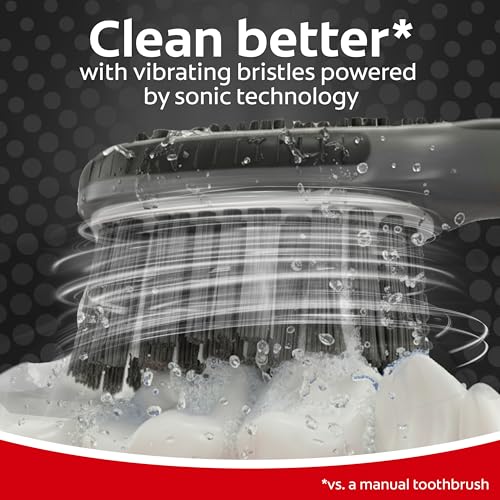 Colgate 360 Charcoal Sonic Powered Vibrating Toothbrush - Extra Soft Circular Bristle for Adults, Ideal for Gentle Cleaning, 1 Count