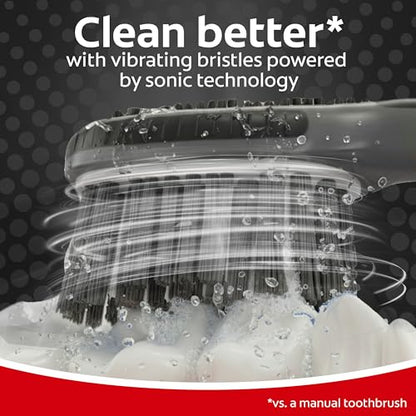 Colgate 360 Charcoal Sonic Powered Vibrating Toothbrush - Extra Soft Circular Bristle for Adults, Ideal for Gentle Cleaning, 1 Count