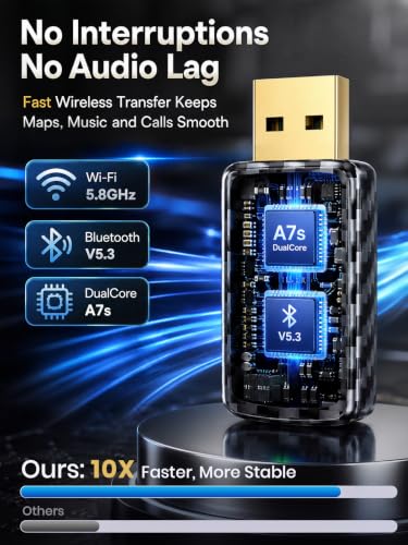 Wireless CarPlay & Android Auto Dongle, Convert Wired to Wireless Car Play