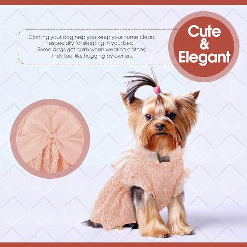 Kuoser Dog Dress, Princess Puppy Tutu with Bow-Knot, Pink Dog Dresses L