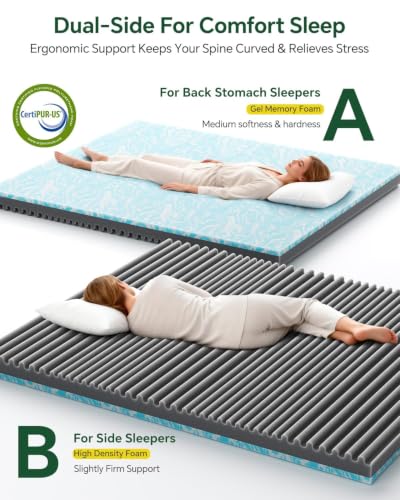 Queen Size Memory Foam Mattress Topper for Pressure Relief
