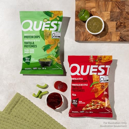 Quest Nutrition Salsa Verde Flavoured Tortilla Style Protein Chips, High Protein, Gluten Free, 8ct