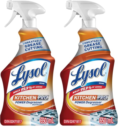 Lysol Kitchen Power Degreaser Trigger Spray, Fresh Citrus Scent, 650 mL (Pack of 2)