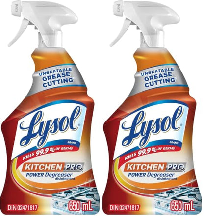 Lysol Kitchen Power Degreaser Trigger Spray, Fresh Citrus Scent, 650 mL (Pack of 2)