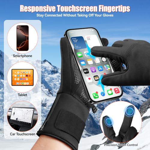Thin Heated Glove Liners for Men Women, Rechargeable Gloves for Winter | Touchscreen-Friendly Slim Fit Heating Work Gloves Waterproof for Ski Driving,Hunting Cold hands·Non-slip grip· Hand Warmers