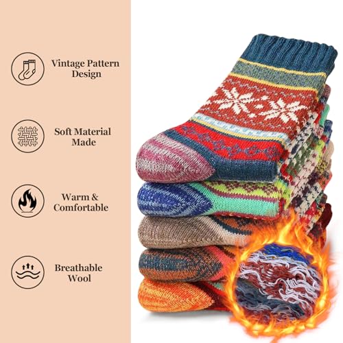 Gifts for Women Mom Christmas Stocking Stuffers for Women 5 Pair Fuzzy Wool Socks Christmas Gift ideas Mom Gifts for Wife Cadeau Femme Maman Noel Novelty Compression Socks Gifts for Her Girlfriend