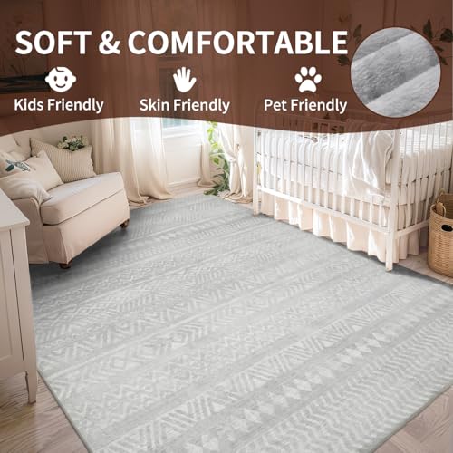 Area Rugs for Living Room 5x7 Boho Area Rug Carpet Machine Washable Area Rugs for Bedrooms Tapis Living Room Rug Nursery Rug Office Rug Soft Grey