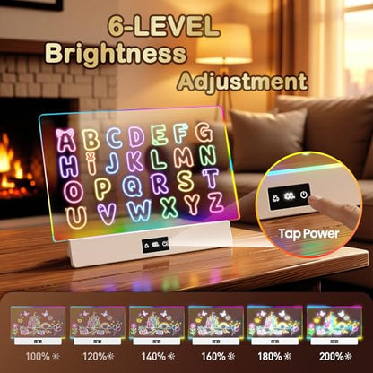 TAEMVV Led Drawing Board Kids Birthday Gift for Girls,Black/White | 16 Inch 15H Battery & Stand, 8 Colors 3 Dynamic Modes, Light Up Writing Tablet Gifts for 3 4 5 6 8-12 Year Old Girls