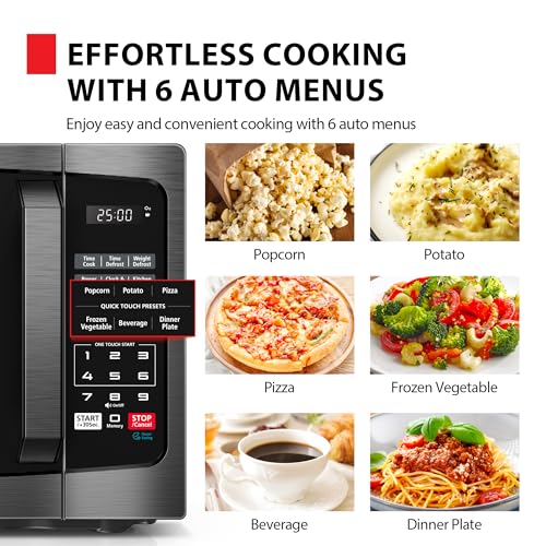 TOSHIBA Microwave Oven, 0.9 Cu. Ft., 900W, Black Stainless Steel