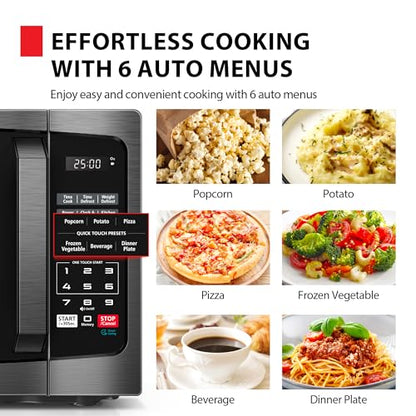 TOSHIBA Microwave Oven, 0.9 Cu. Ft., 900W, Black Stainless Steel