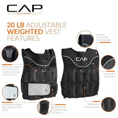 CAP 20–150lb Adjustable Weighted Vest for Strength Training & Workouts
