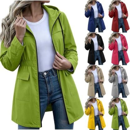 Jacket Women Rain Jacket Women 2026 Long Hooded Zip Up Waterproof Windbreaker Coat With Pockets Casual Fall Winter Outdoor Raincoat Green Large