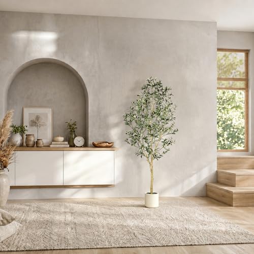 LYERSE 7FT Artificial Olive Tree with Olive Branches and Lifelike Fruits