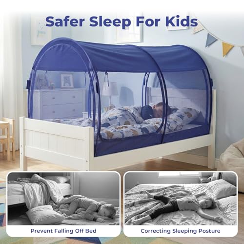 LEEDOR Mosquito Net Bed Tent Canopy Indoor Tent Privacy Bed Fort Dream Tent for Kids or Adult Navy Twin 75 X 39 X 47H'' (Mattress Not Included)