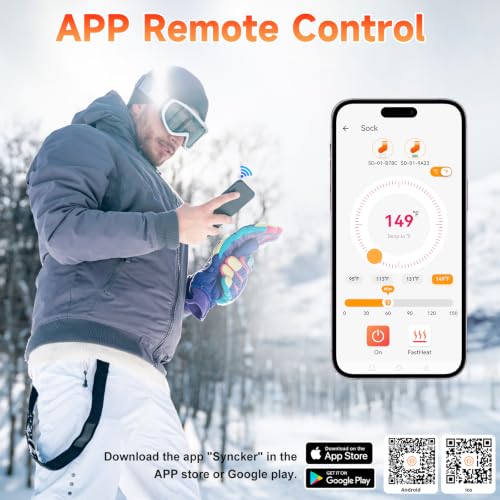 Heated Socks with Rechargeable 7000mAh*2 Battery for Men Women, X-Large