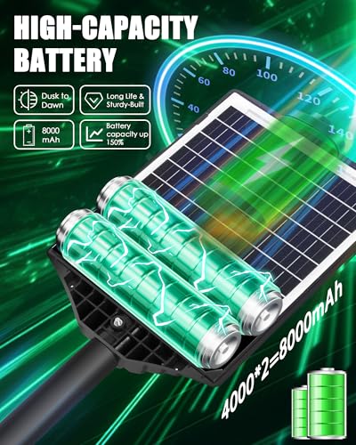 Solar Lights Outdoor 12000LM -6500K Solar Street Light, IP66 Waterproof Solar Flood Lights Outdoor with Motion Sensor & Dusk to Dawn, Solar Motion Sensor Light Outdoor Easy Installation, Pack of 2