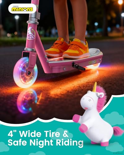 Gyroor Minions KS2 Kids Electric Scooter Ages 3 to 8 Deep Pink