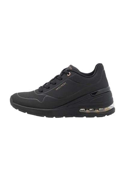 Skechers Women's Million Elevated Air Sneaker, Black, 8.5