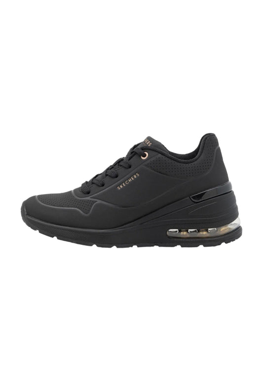 Skechers Women's Million Elevated Air Sneaker, Black, 8.5