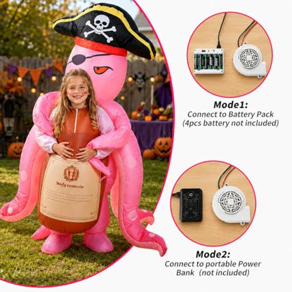 Inflatable Octopus Costume for Kids, Light Up Pirate Halloween Costume
