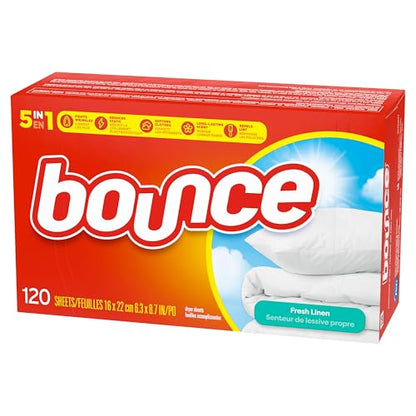 Bounce Fabric Softener Sheets, Fresh Linen Scent, 120 Count