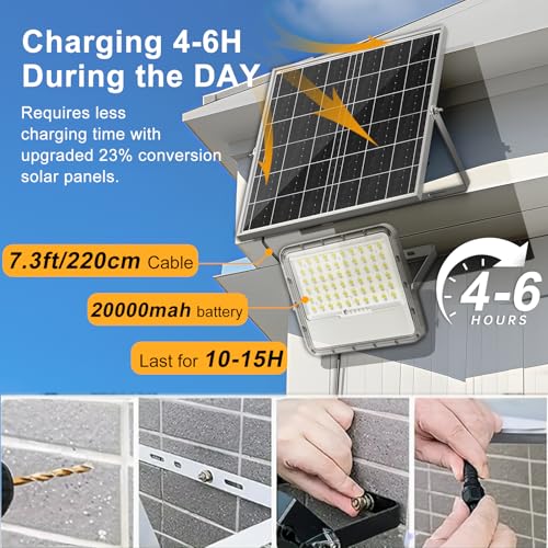ICOFRU Solar Flood Lights Outdoor 20000 Lumens Die-Cast Aluminum Material