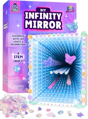DIY Infinity Mirror Kit - Girls Crafts 8-12 Years Old DIY Kit with Lights & Custom Letters - Birthday Gift for Girls Ages 6 7 8 9 10 11 12, Educational STEM Toys for Kids, STEM Toys for 5+