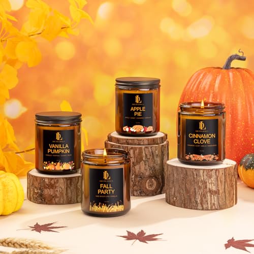 DL DREAMY DEWLA Fall Candle, Apple Pie Scented for Home, 7oz Soy Wax