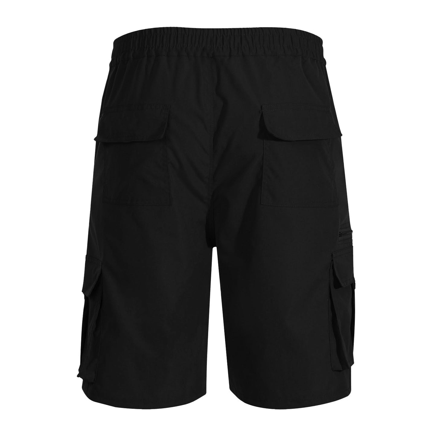 Men's Travel Lightweight Cargo Shorts Casual Quick Dry Comfort Hiking Shorts Elastic Waist Short Pants with Pocket Black,Small