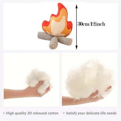 Funny Campfire Plush Pillow, Soft Simulation Bonfire Stuffed Plushies Fake Fire Firewood Plush Pillow for Outdoor Camping Room Decor Pleasantly Surprised Gift
