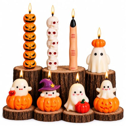 Halloween Candles, Pumpkin Skull Finger Ghost Candle Set, Halloween Decor!