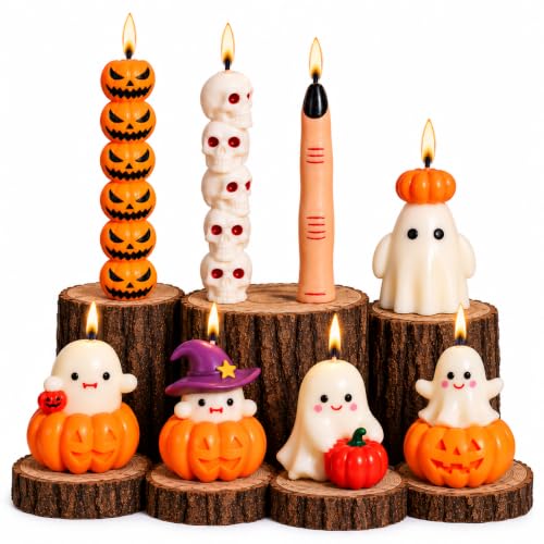 Halloween Candles, Pumpkin Skull Finger Ghost Candle Set, Halloween Decor!
