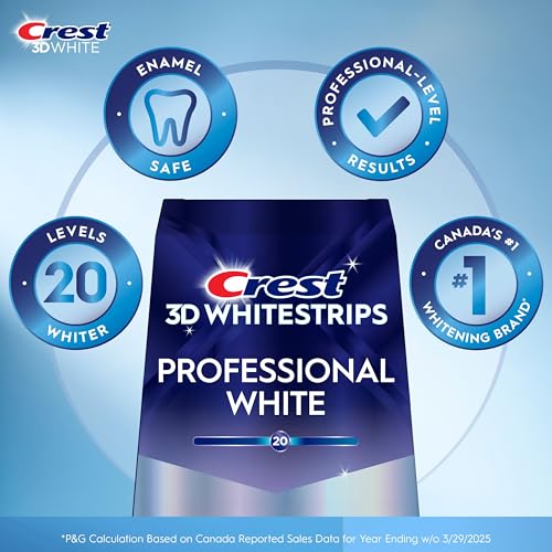 Crest 3D Whitestrips Professional White At-Home Teeth Whitening Kit, 22 Treatments, 20 Levels Whiter