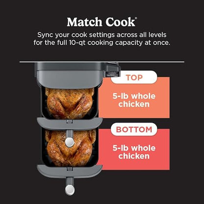 Ninja DoubleStack XL Smart Air Fryer, 10 Qt/9.5L, 6-in-1, Grey, SL451C