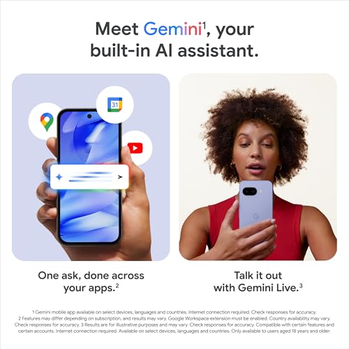 Google Pixel 9a - 128 GB -Unlocked Android Smartphone with AI Camera, All-Day Battery and Powerful Security - Iris