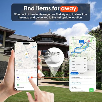 GPS Tracker for Vehicles,Mini Hidden Car Tracker with 4 Waterproof Cases and Keyrings, No Monthly Fee Car Tracker with Apple Find My(iOS Only) -（White,4PCS）