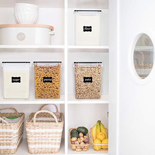 Vtopmart Large Pantry Food Storage Containers, 4 Pcs 5.2L/176oz, Black