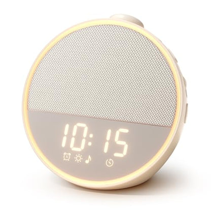 Narelu White Noise Machine Alarm Clock, Phone-Free Bedside Routine | Sound Machine Alarm Clock, 30 Sounds, 10 Gentle Alarm Sounds, Night Light for Adults Heavy Sleepers Baby Bedrooms