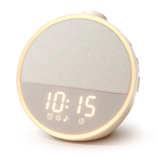 Narelu White Noise Machine Alarm Clock, Phone-Free Bedside Routine | Sound Machine Alarm Clock, 30 Sounds, 10 Gentle Alarm Sounds, Night Light for Adults Heavy Sleepers Baby Bedrooms