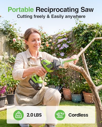 Cordless Reciprocating Saw 21V: One-Handed Reciprocating Saw with 0-3500 RPM Brushless Motor, 2 x 4.0Ah Batteries, 8 Quick-Change Blades, LED Light, Perfect for Wood PVC Metal Cutting