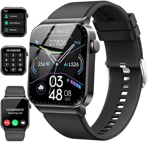 Smart Watch for Men Women,1.91" HD Touch Screen Fitness Watch with Heart Rate/Sleep/SpO2 Monitor, Smartwatch Pedometer 100+ Sports Modes, IP68 Waterproof Sport Watch for Android iOS,Black