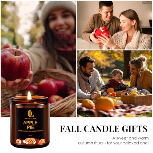 DL DREAMY DEWLA Fall Candle, Apple Pie Scented for Home, 7oz Soy Wax