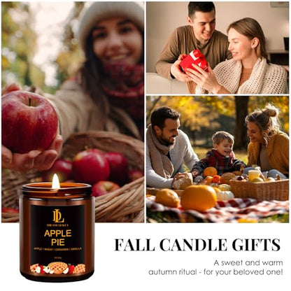 DL DREAMY DEWLA Fall Candle, Apple Pie Scented for Home, 7oz Soy Wax